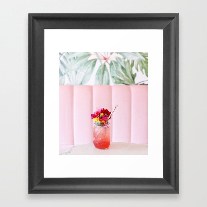 Blush Pink Summer Cocktail, Cafe Framed Art Print