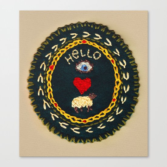 Hello eye heart ewe Canvas Print