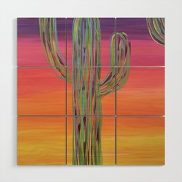 Cactus of Color Wood Wall Art