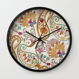 Granny Chic Floral Paisley Fabric Wall Clock