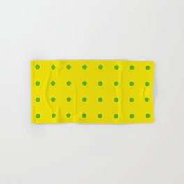 Green Polka Dots on Yellow Hand & Bath Towel