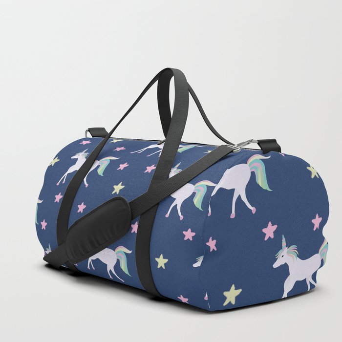 Cute Unicorn Print On Blue Background Pattern Duffle Bag