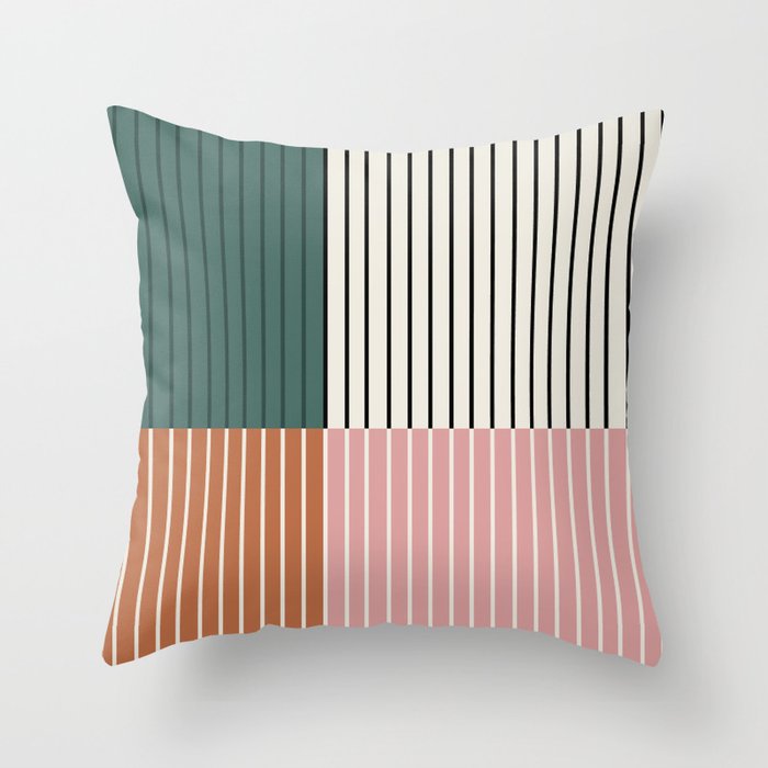 Color Block Line Abstract V Throw Pillow