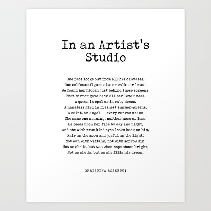 In an Artist's Studio - Christina Rossetti Poem - Literature - Typewriter Print 1 Art Print