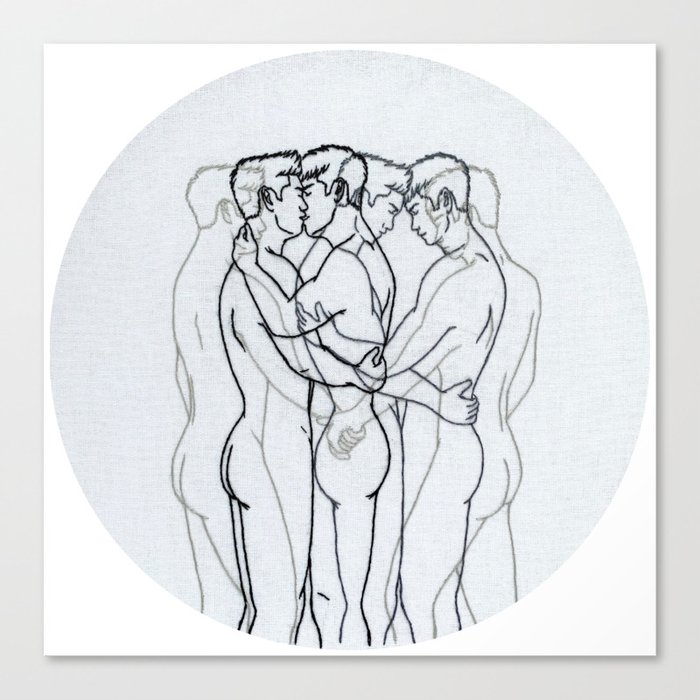 Embroidery art "Motion" printed/ Gay art Canvas Print