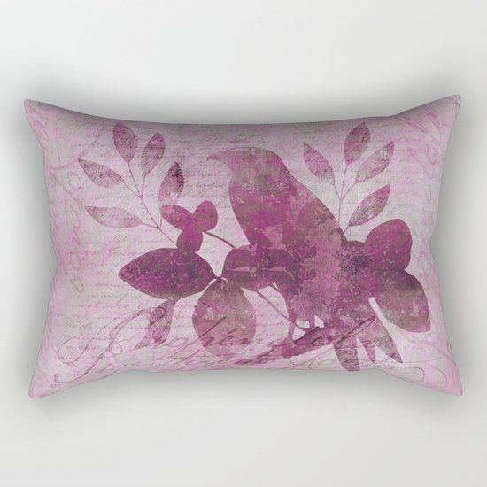 Paradiese Bird mixed media collae art Rectangular Pillow