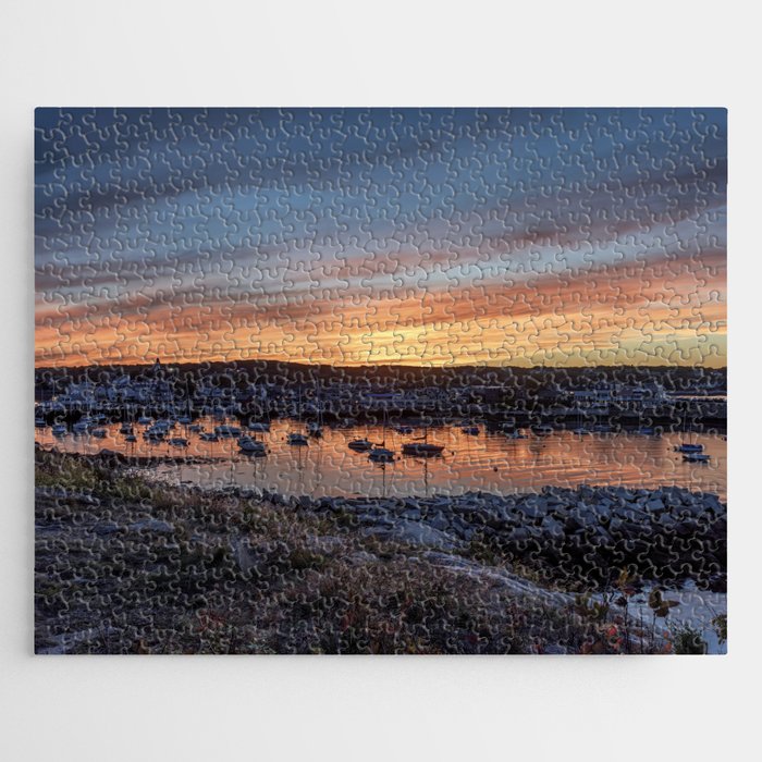 Sunset overlooking Rockport harbor Jigsaw Puzzle