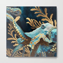 Indigo Octopus Metal Print