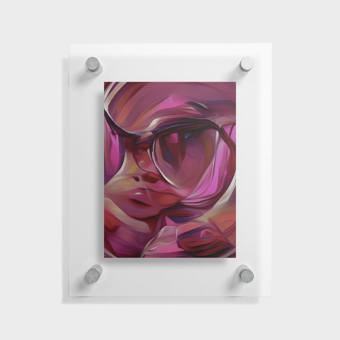 Girl in Rose Coloured Glasses Floating Acrylic Print