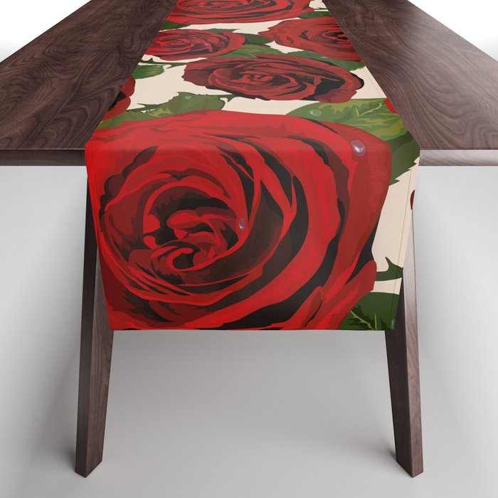 Red roses. Seamless floral background. Table Runner