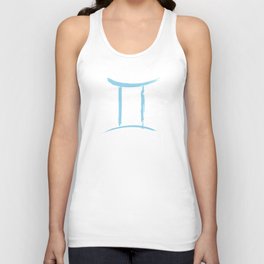 Gemini The Twins Blue on Black Zodiac Sign Unisex Tank Top