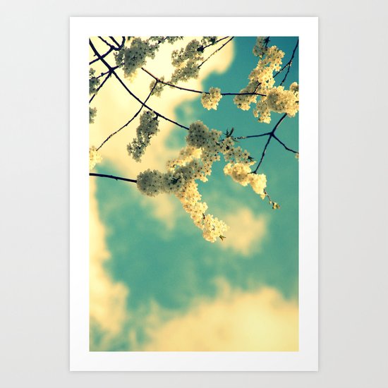 creme/blue Art Print