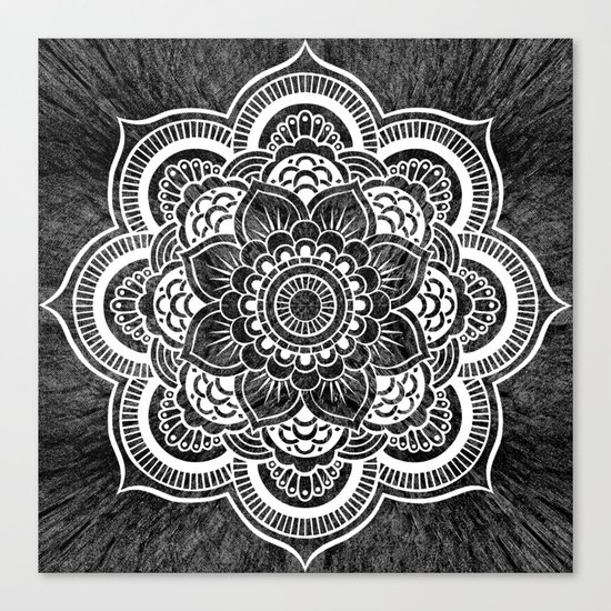 Mandala Slate Gray Colorburst Canvas Print