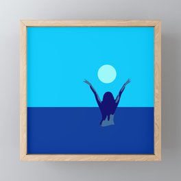 Blue sky and moon is calling me.. Framed Mini Art Print