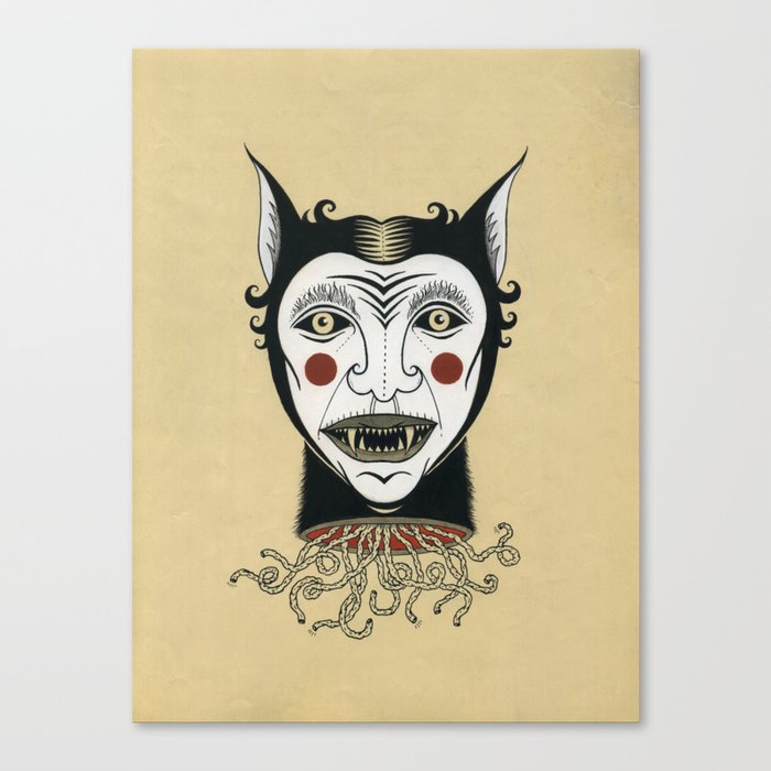 Cat Head with Worms Canvas Print