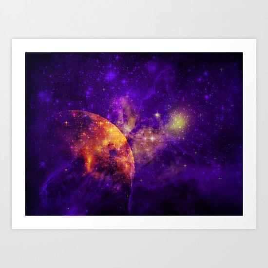 Planet, Nebula and Stars Art Print
