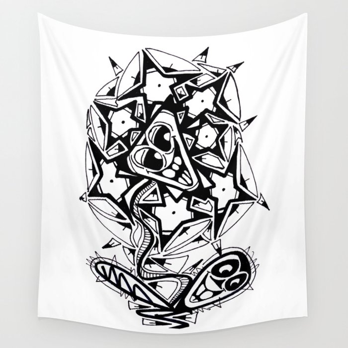 Triangle Face Flower Wall Tapestry
