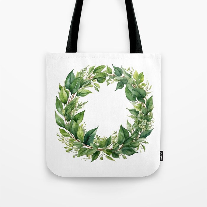 Floral wreath of green leaves Tote Bag