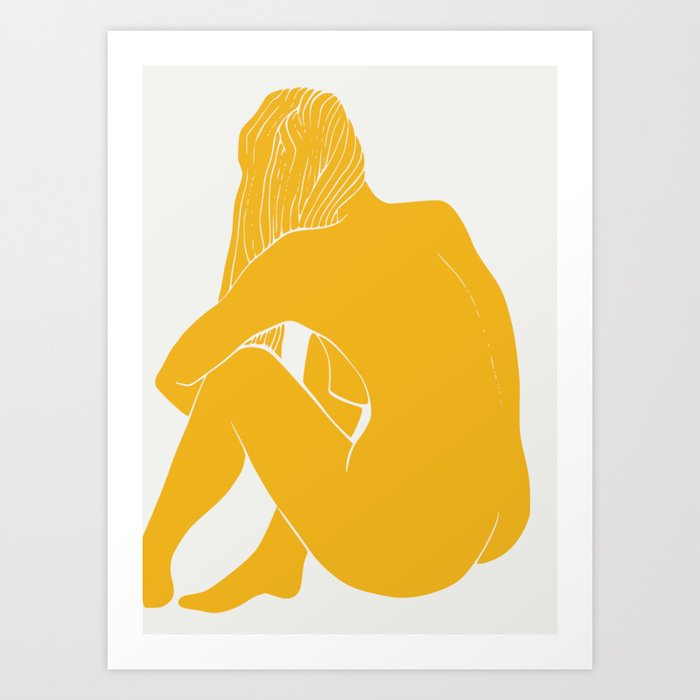 Nude in yellow summer Art Print