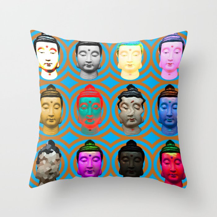 Buddha Heads Throw Pillow
