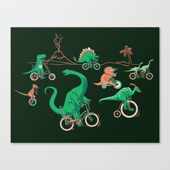 Dinosaurs on Bikes! Canvas Print