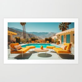 Retro Palm Springs Poolside 324 Art Print