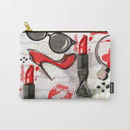 Cosmetic and Makeup Theme Pattern with Perfume. Carry-All Pouch