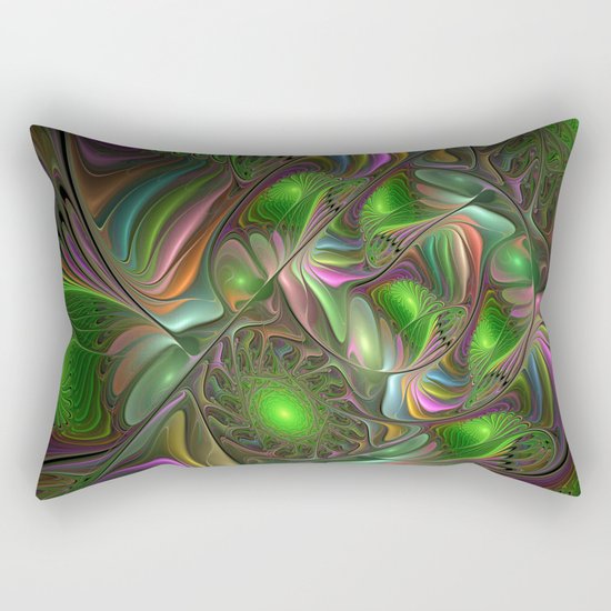 Colorful and Luminous, Abstract Fractal Art Rectangular Pillow