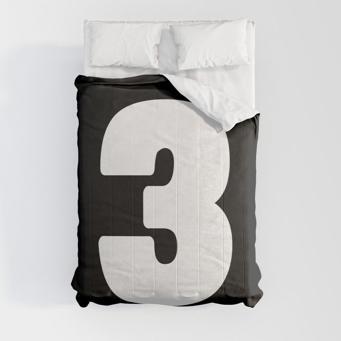 3 (White & Black Number) Comforter