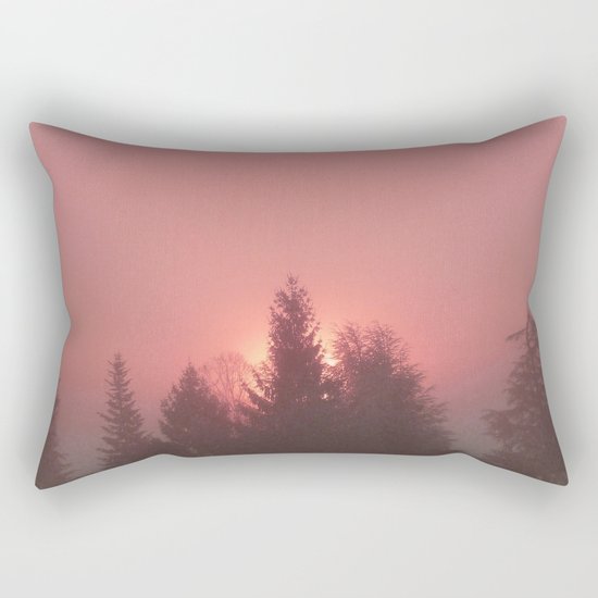 Sunrise on a foggy morning Rectangular Pillow
