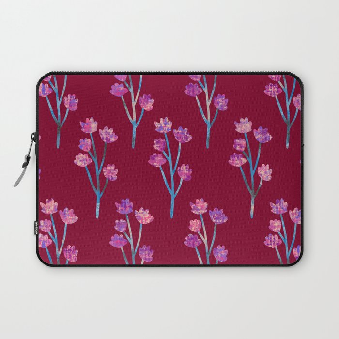 Magic forest. Seamless pattern with flowers, berries and leaves. Hand drawn background. Botanic. Laptop Sleeve