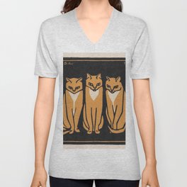 Three Cats V Neck T Shirt
