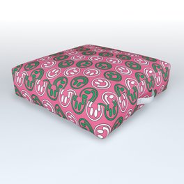 Green & Pink Smileys Pattern Outdoor Floor Cushion