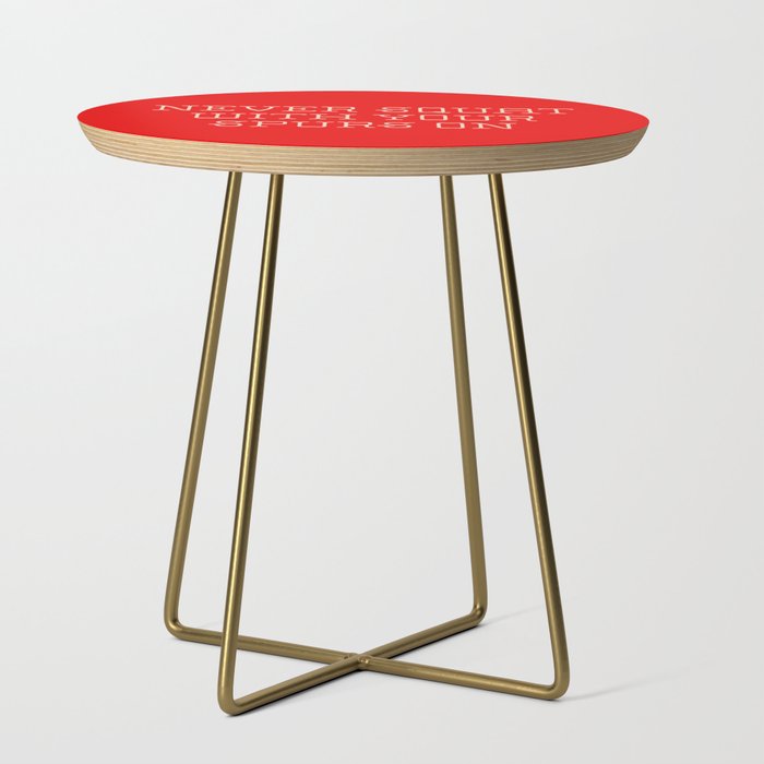 Cautious Squatting, Red and White Side Table