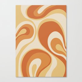 Psychedelic Retro Abstract Design in Orange, Yellow and Cream Canvas Print