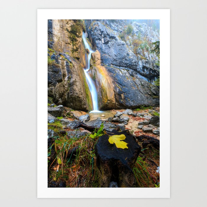 Waterfall In Forest Landscape Long Exposure Flowing Over Rocks Art Print By Maxpa Photography