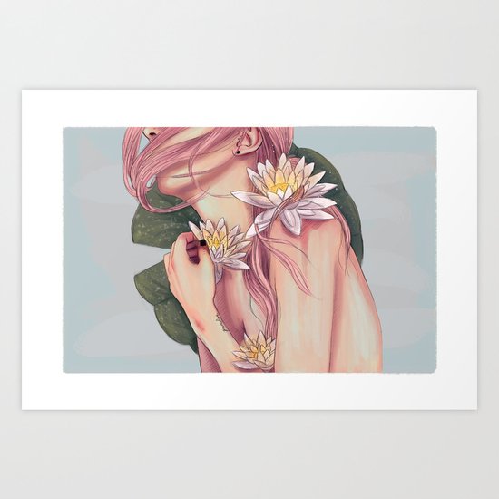 And She Loved Lillies Art Print