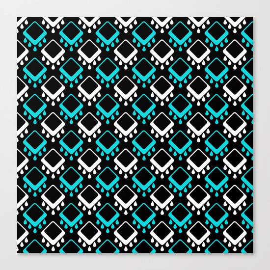 An abstract geometric pattern . Decoration white and turquoise on a black background . Canvas Print