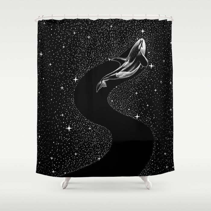 Starry Orca (Black Version) Shower Curtain