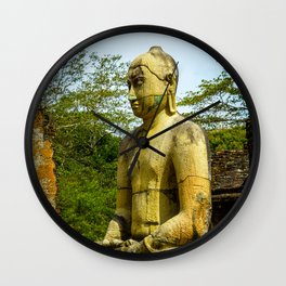 Buddha statue seated around stupa of The Polonnaruwa Vatadage Wall Clock