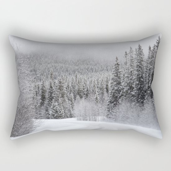 Snow Covered Road Rectangular Pillow