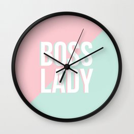 Boss Lady - Pastel Pink and Aqua #bosslady #society6 #typography Wall Clock
