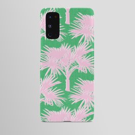 Retro Palm Trees Pastel Pink and Kelly Green Android Case