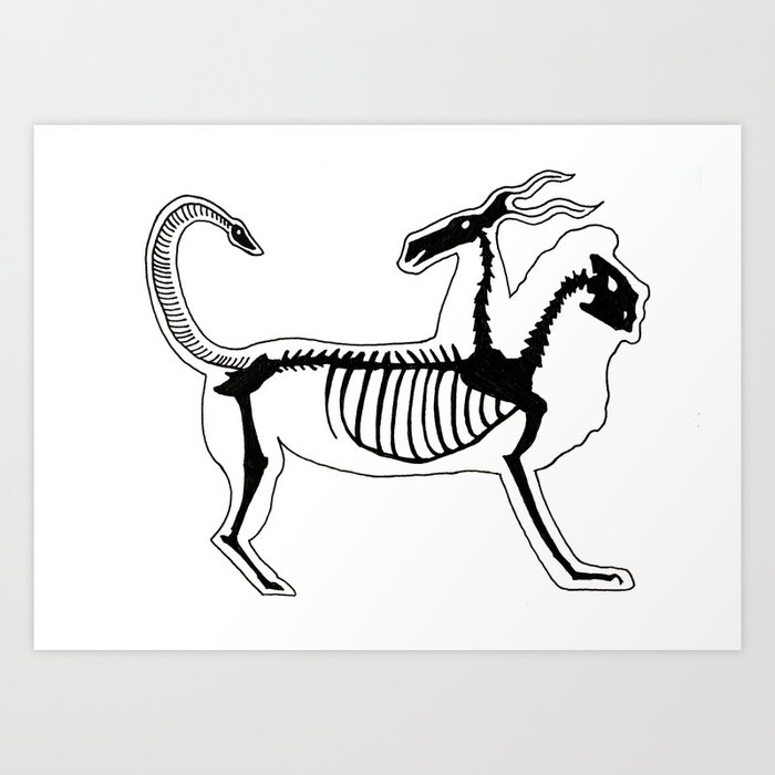 Chimera Skeleton Art Print By Shouyuan Society6