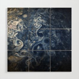 Swirling Blue Clouds of Planet Jupiter from Juno Cam Wood Wall Art