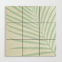 Mint Green Minimal Palm Silhouette Wood Wall Art