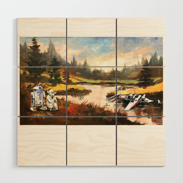 Upcycled thrift shop painting, Dagobah Wood Wall Art