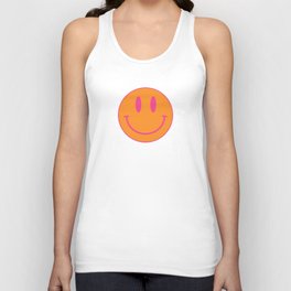 Groovy Pink and Orange Smiley Face - Retro Aesthetic  Unisex Tank Top