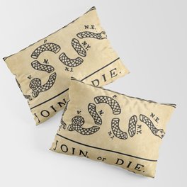 1776 "Join, or Die" Revolutionary War flag with 13 colonies, snake & no colors by Benjamin Franklin Pillow Sham | Unitedstates, Flag, Snake, Newengland, Plymouthplantation, Foundingfathers, American, 4Thofjuly, Starsandstripes, Livefreeordie 