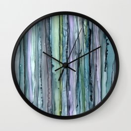 A Little Slice Wall Clock | Contemporary, Boho, Nature, Blue, Painting, Stripes, Rainbow, Green, Abstract, Bohemian 